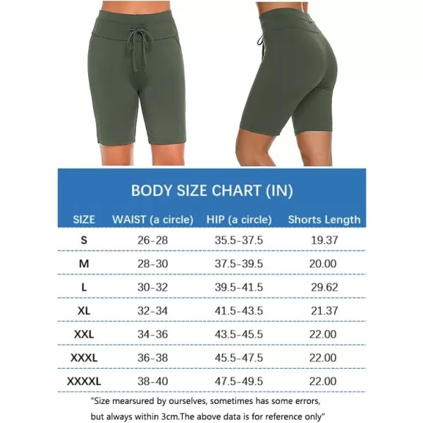 Ekouaer Womens Board Shorts High Waist Swim Shorts Beach Surf Swimwear Shorts S4XLArmy Green