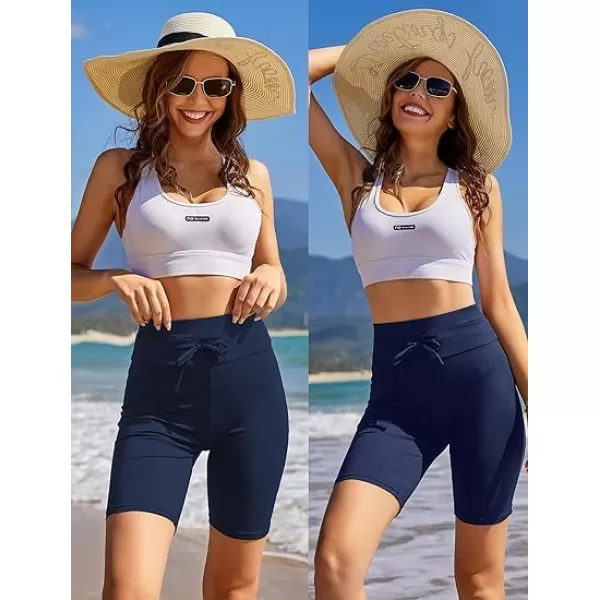 Ekouaer Womens Board Shorts High Waist Swim Shorts Beach Surf Swimwear Shorts S4XLDark Blue