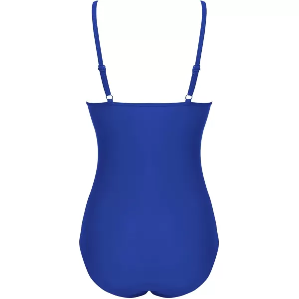 Ekouaer Womens One Piece Swimsuit Ruched Tummy Control Bathing Suits Vintage Retro Push Up SwimwearBlue