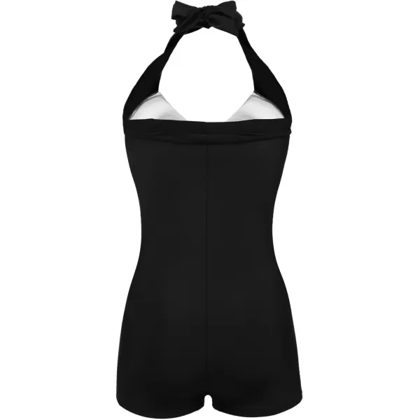 Ekouaer Womens One Piece Swimsuits Vintage Striped Skirt Bathing Suit Vintage Retro Push Up SwimwearPolka Dot