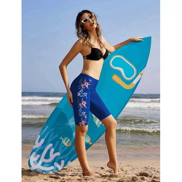 Ekouaer Womens Swim Capris UV Board Shorts Rash Guard Swimsuit Pants Swimwear SXXLPattern 10