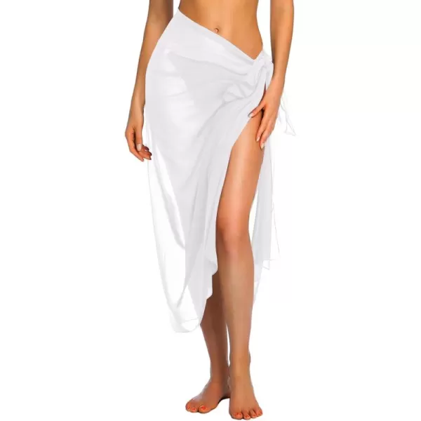 Ekouaer Women Sarong Swimsuit Coverups Chiffon Long Bikini Wraps Sheer Beach Bathing Suit Cover Up1white