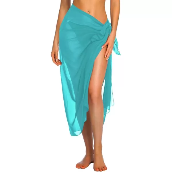 Ekouaer Women Sarong Swimsuit Coverups Chiffon Long Bikini Wraps Sheer Beach Bathing Suit Cover UpBluegreen