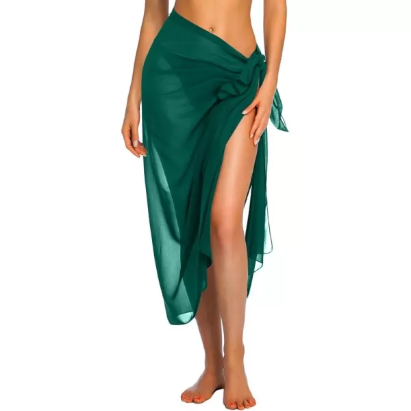 Ekouaer Women Sarong Swimsuit Coverups Chiffon Long Bikini Wraps Sheer Beach Bathing Suit Cover UpDark Green