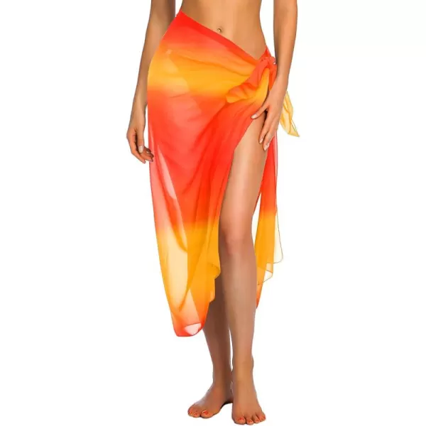 Ekouaer Women Sarong Swimsuit Coverups Chiffon Long Bikini Wraps Sheer Beach Bathing Suit Cover UpGradientorange