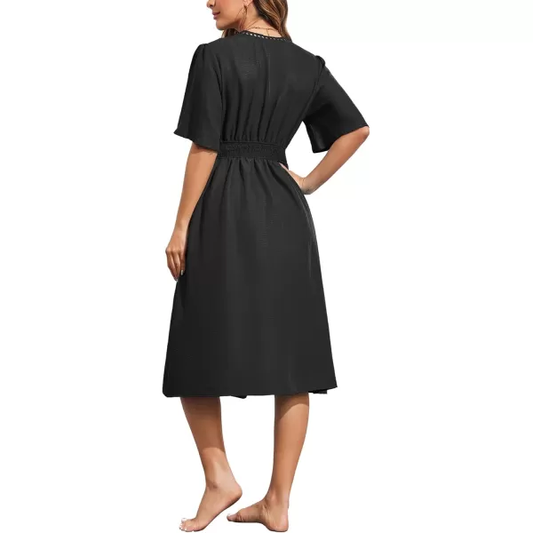 Ekouaer Womens Swimwear Cover Ups Sexy Open Front Beach Bikini Swimsuit Kimono Cardigan Cover Up Long Flowy BeachwearAa Black