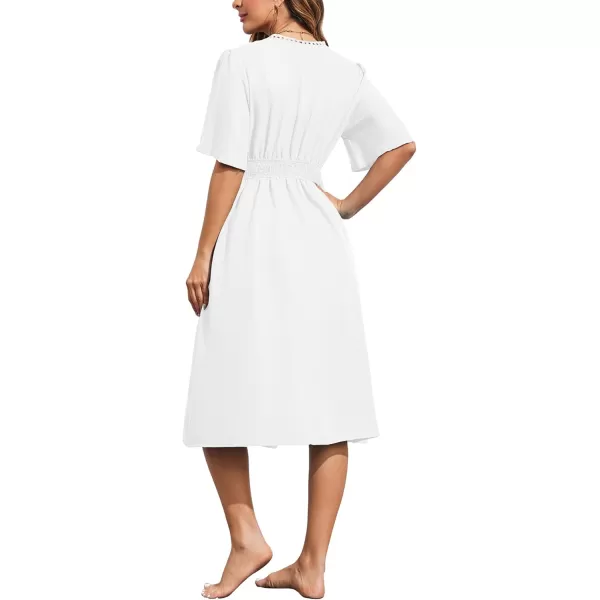 Ekouaer Womens Swimwear Cover Ups Sexy Open Front Beach Bikini Swimsuit Kimono Cardigan Cover Up Long Flowy BeachwearAa White