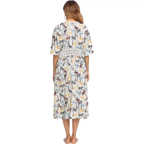 Ekouaer Womens Swimwear Cover Ups Sexy Open Front Beach Bikini Swimsuit Kimono Cardigan Cover Up Long Flowy BeachwearCoconut Tree