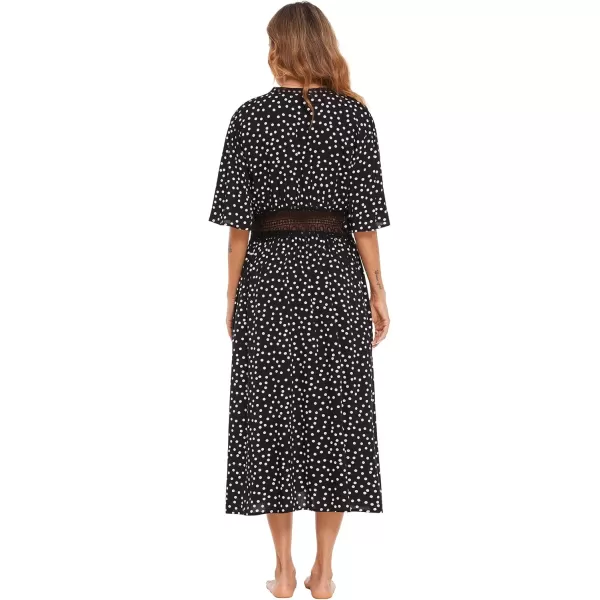 Ekouaer Womens Swimwear Cover Ups Sexy Open Front Beach Bikini Swimsuit Kimono Cardigan Cover Up Long Flowy BeachwearPrint Polkdot