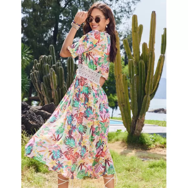 Ekouaer Womens Swimwear Cover Ups Sexy Open Front Beach Bikini Swimsuit Kimono Cardigan Cover Up Long Flowy BeachwearTropical Print