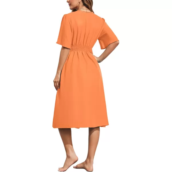 Ekouaer Womens Swimwear Cover Ups Sexy Open Front Beach Bikini Swimsuit Kimono Cardigan Cover Up Long Flowy BeachwearZ Orange
