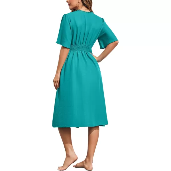 Ekouaer Womens Swimwear Cover Ups Sexy Open Front Beach Bikini Swimsuit Kimono Cardigan Cover Up Long Flowy BeachwearZ Peacock Blue