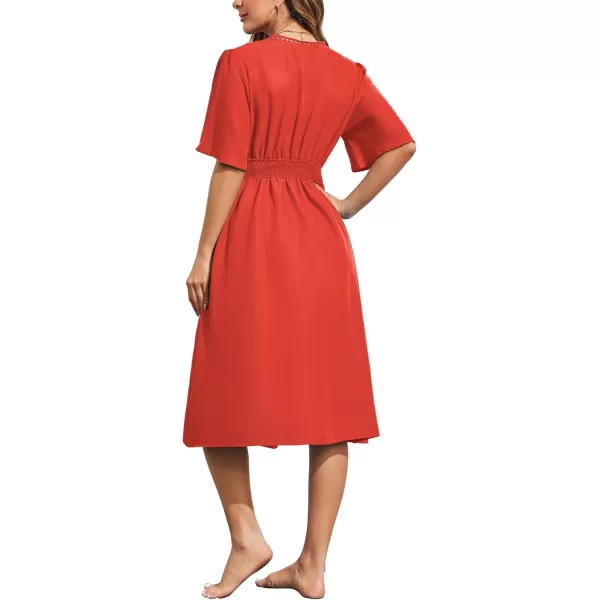 Ekouaer Womens Swimwear Cover Ups Sexy Open Front Beach Bikini Swimsuit Kimono Cardigan Cover Up Long Flowy BeachwearZ Red