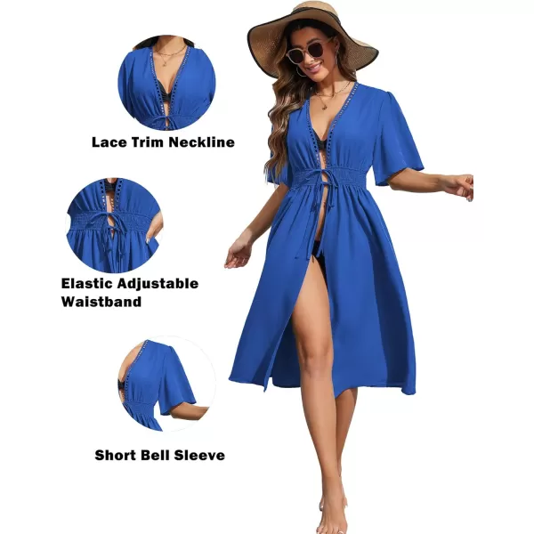 Ekouaer Womens Swimwear Cover Ups Sexy Open Front Beach Bikini Swimsuit Kimono Cardigan Cover Up Long Flowy BeachwearZ Sky Blue