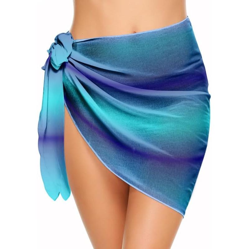 Ekouaer Womens Short Sarongs Chiffon Cover Ups Sheer Bikini Wraps for Swimwear S3XLBlue Gradient