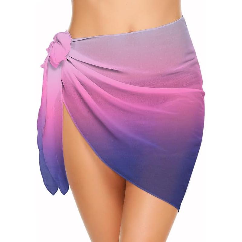 Ekouaer Womens Short Sarongs Chiffon Cover Ups Sheer Bikini Wraps for Swimwear S3XLPurple Gradient