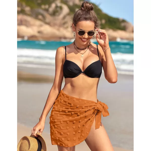 Ekouaer 2 Pcs Sarong Coverups for Women Beach Wrap Skirt Chiffon Swimsuit Coverup for Swimwear SXXLBlackOrange Dot