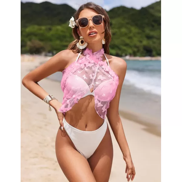 Ekouaer 2 Pcs Sarong Coverups for Women Beach Wrap Skirt Chiffon Swimsuit Coverup for Swimwear SXXLButterflyblackpink
