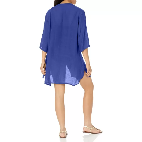 Ekouaer Womens Cover Up Shirt VNeck Swimsuit Beach Bikini Beachwear Button Down Bathing SuitNavy