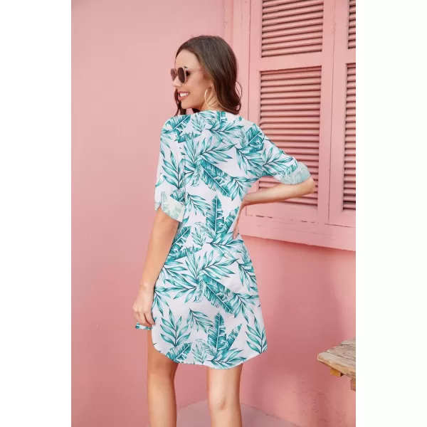 Ekouaer Womens Cover Up Shirt VNeck Swimsuit Beach Bikini Beachwear Button Down Bathing SuitZw612tropical Print