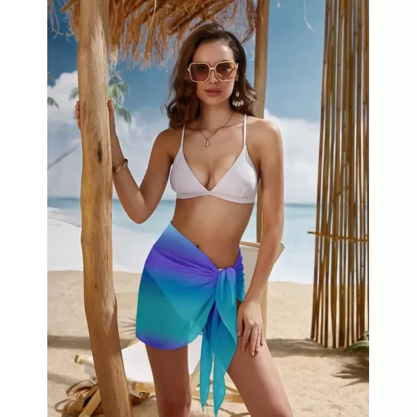 Ekouaer Womens Short Sarongs Chiffon Cover Ups Sheer Bikini Wraps for Swimwear S3XLBlue Gradient