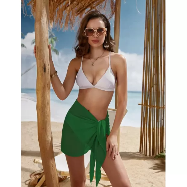 Ekouaer Womens Short Sarongs Chiffon Cover Ups Sheer Bikini Wraps for Swimwear S3XLDark Green