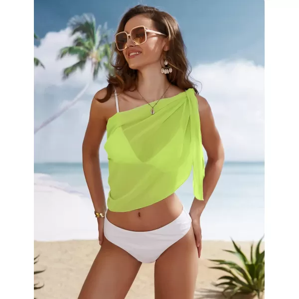 Ekouaer Womens Short Sarongs Chiffon Cover Ups Sheer Bikini Wraps for Swimwear S3XLFluorescent Green