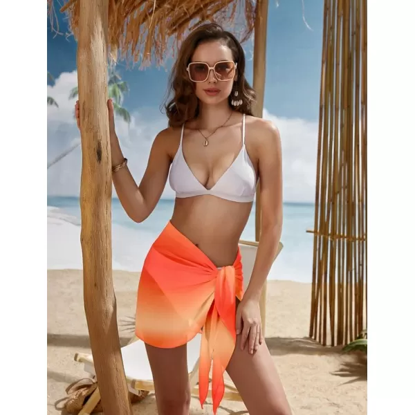 Ekouaer Womens Short Sarongs Chiffon Cover Ups Sheer Bikini Wraps for Swimwear S3XLOrange Gradient