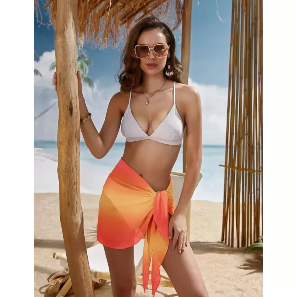 Ekouaer Womens Short Sarongs Chiffon Cover Ups Sheer Bikini Wraps for Swimwear S3XLPat22orange Yellow