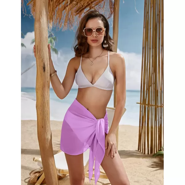 Ekouaer Womens Short Sarongs Chiffon Cover Ups Sheer Bikini Wraps for Swimwear S3XLRose Purple