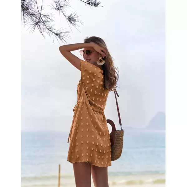 Ekouaer Womens Swimsuit Cover Up Swiss Dots Chiffon Bikini Beachwear Flowy Pom Pom CoverupsAcamel