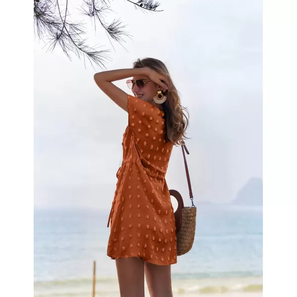 Ekouaer Womens Swimsuit Cover Up Swiss Dots Chiffon Bikini Beachwear Flowy Pom Pom CoverupsAcaramel