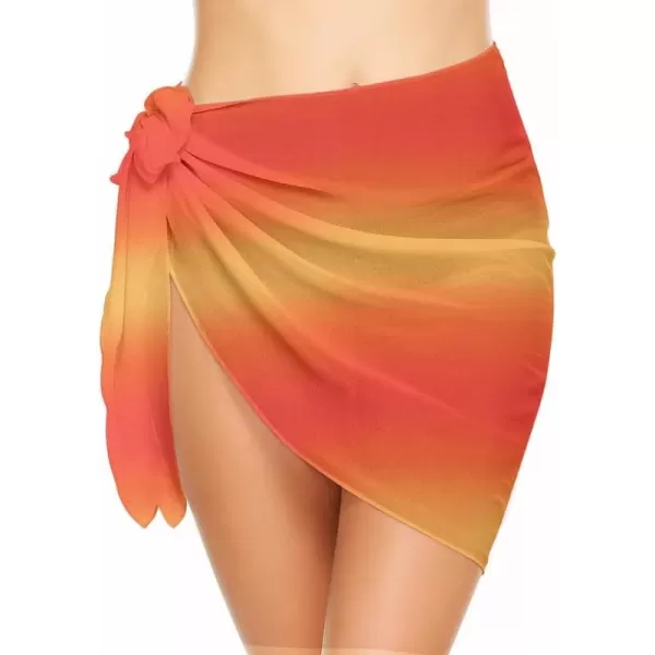 Ekouaer Womens Short Sarongs Chiffon Cover Ups Sheer Bikini Wraps for Swimwear S3XLPat22orange Yellow