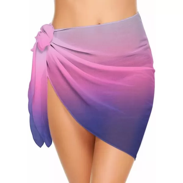 Ekouaer Womens Short Sarongs Chiffon Cover Ups Sheer Bikini Wraps for Swimwear S3XLPurple Gradient