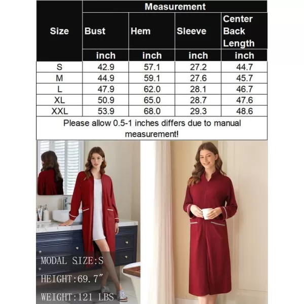 imageEkouaer Womens Zipper Robes Long Sleeve Loungewear Knee Length Housecoat Fleece Bathrobe with Pockets SXXLKhaki