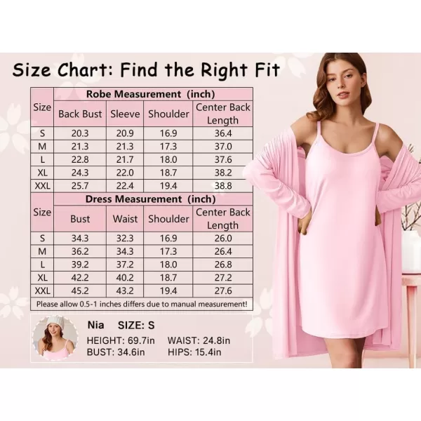 imageEkouaer Robe Sets for Women 2 Pieces Nightgown Long Sleeves Bathrobe Soft Sleepwear 2024 S2XLBlack