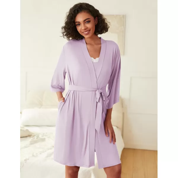 imageEkouaer Robes Womens Nightgown and Robe Set 2 Piece Sexy Lace Spaghetti Strap Lightweight Sleepwear with Pockets SXXLLavender