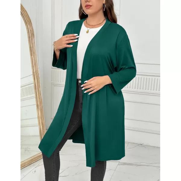 imageEkouaer Women Plus Size Robe Knee Length Lightweight Bathrobe Short Kimono Robes with Pockets Maternity Robe 1X5XDark Green