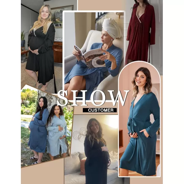 imageEkouaer Maternity Nursing Gown and Robe Set Labor Delivery Nursing Nightgowns for Breastfeeding Pregnancy ClothesBlue