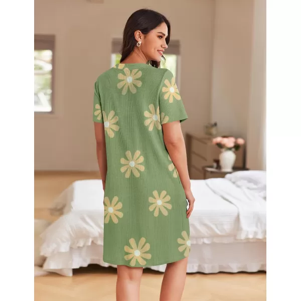 imageEkouaer Women Zipper Robes Waffle Short Bathrobe Lightweight House Coat with Pockets Soft Nightgown S3XLGreen Floral