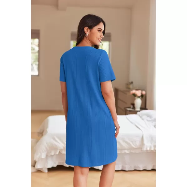 imageEkouaer Women Zipper Robes Waffle Short Bathrobe Lightweight House Coat with Pockets Soft Nightgown S3XLRoyal Blue