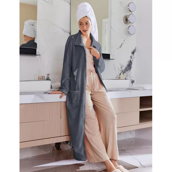 imageEkouaer Womens Flannel Robe Zipper Front Robes Full Length BathrobeSXXLDark Grey