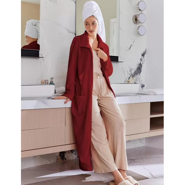imageEkouaer Womens Flannel Robe Zipper Front Robes Full Length BathrobeSXXLDark Red