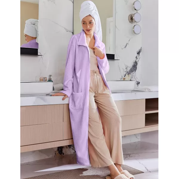 imageEkouaer Womens Flannel Robe Zipper Front Robes Full Length BathrobeSXXLLilac