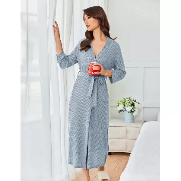 imageEkouaer Womens Robe Long Waffle Knit Bathrobe Lightweight Soft Kimono Robes Loungewear SXXLLight Blue