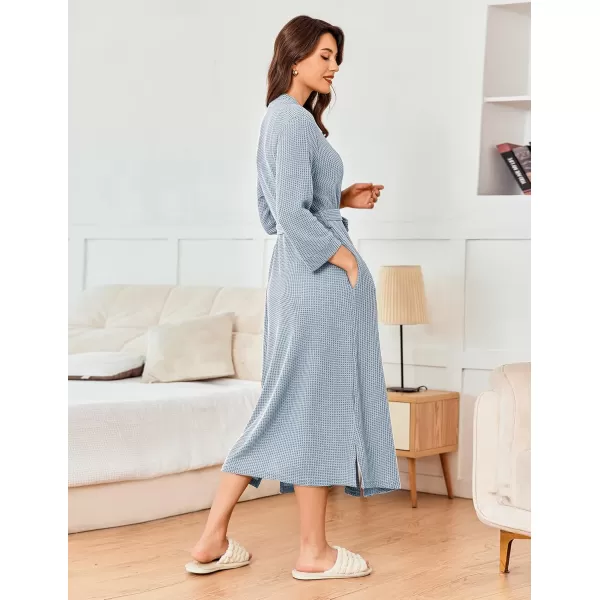 imageEkouaer Womens Robe Long Waffle Knit Bathrobe Lightweight Soft Kimono Robes Loungewear SXXLLight Blue