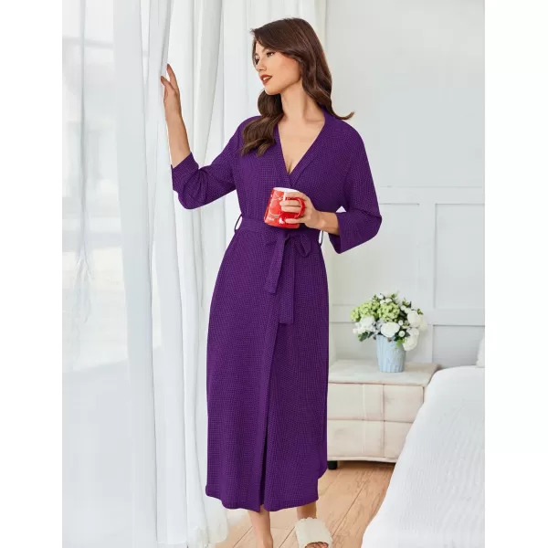 imageEkouaer Womens Robe Long Waffle Knit Bathrobe Lightweight Soft Kimono Robes Loungewear SXXLPurple