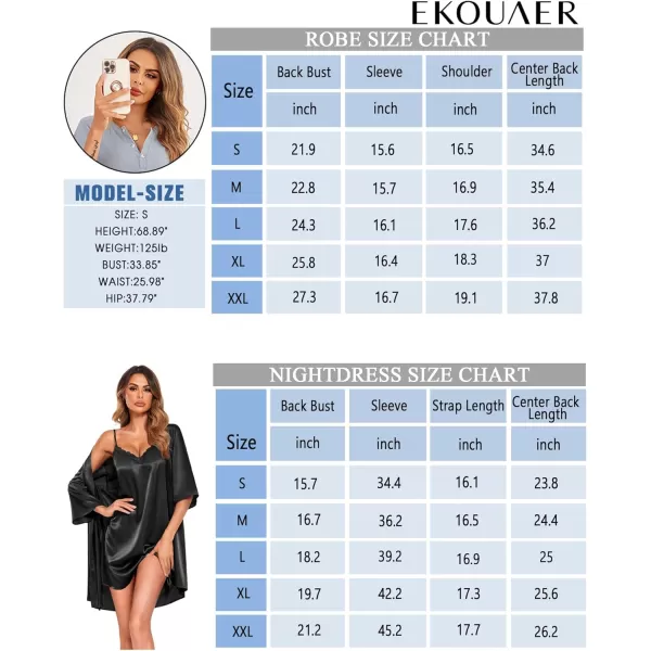 imageEkouaer Womens Satin Robe Set Lace Sexy Lingerie Robe Wedding Nightgown 2pcs Cami Bride Party Silk Pajamas SetPurple
