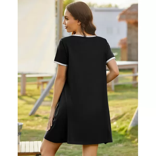 imageEkouaer Zip Up Robes for Women Short Sleeves Zipper House Coat Short Bathrobes Lightweight Nightgown with Pockets S3XLBlack