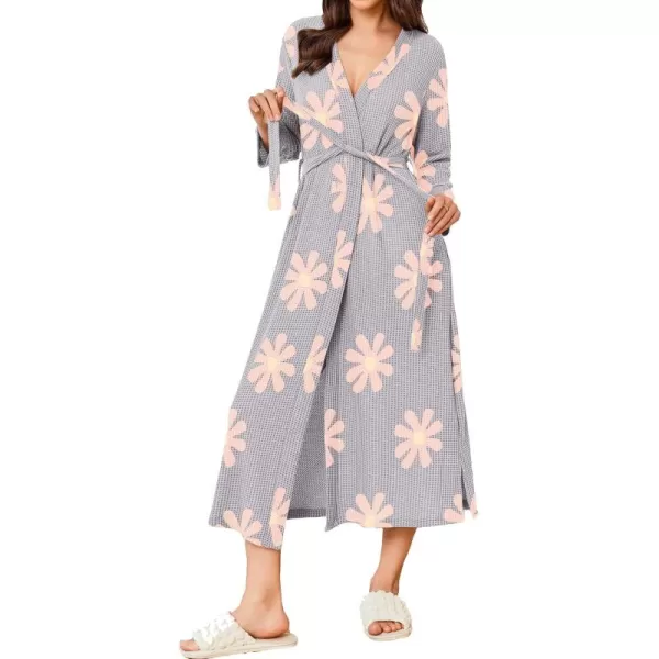 imageEkouaer Womens Robe Long Waffle Knit Bathrobe Lightweight Soft Kimono Robes Loungewear SXXLFloral Purple